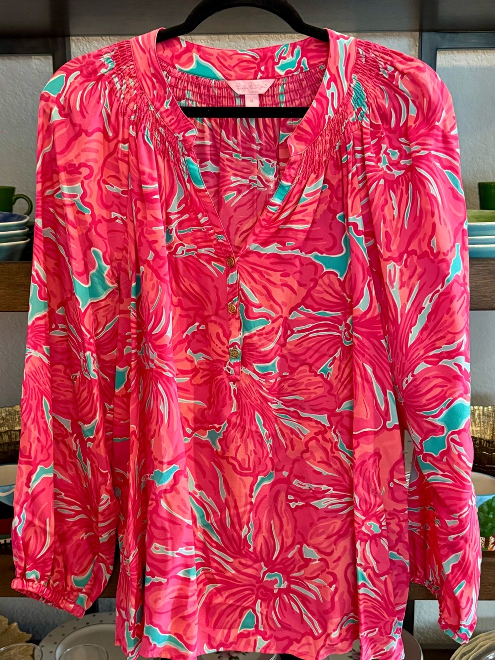 Lilly Pulitzer Elsa Top Pink Teal Floral